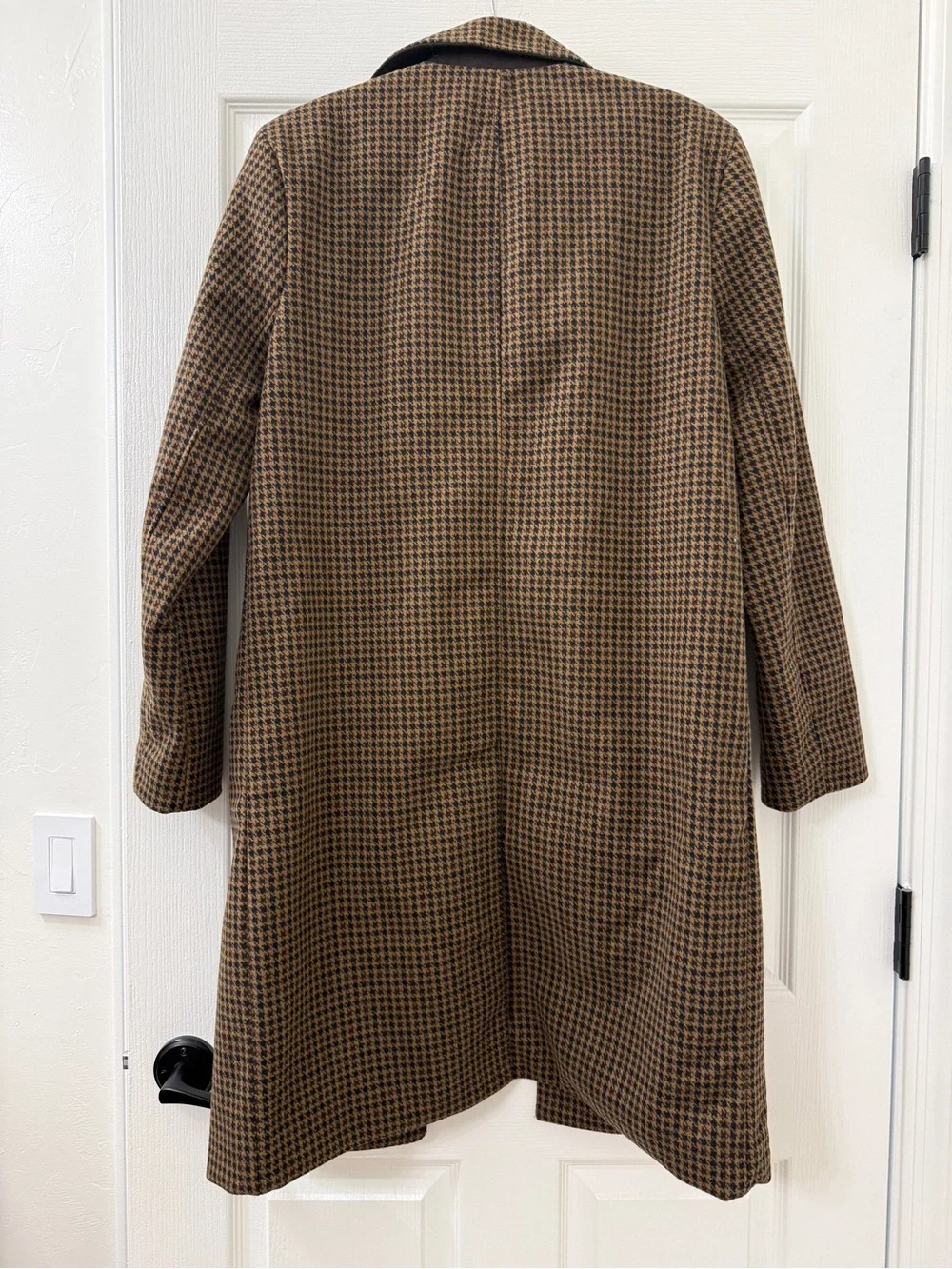 Old Navy Relaxed Houndstooth Topcoat Brown Chocolate Pot de Crème Small